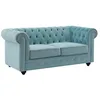 Image de Vente-unique - Canapé fixe 2 places Chesterfield - velours - bleu ciel