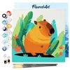 Image de Figured'Art Mini peinture par numéros pour adultes - Avec cadre - 20 x 20 cm - Petit format - Capybara tropical - Peinture par numéros - Kit de bricolage - Toile tendue sur cadre en bois