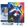 Image de Figured’Art Diamond Painting Broderie Diamant 40x50cm Avec Cadre Toile Tendue Strass Perles Carrés - Raton laveur Coloré Abstrait - Kit Complet 5D DIY Activité Manuelle Loisirs Créatifs Adultes