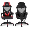 Image de AMSTRAD AMS-309-BK Fauteuil/Chaise/Siège de Bureau ou Gamer Noir & Rouge - Coussin Lombaire - Tissu en Maille Respirante