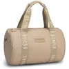 Image de David Jones Paris - Sac polochon femme homme en similicuir grainé - Grand format cabine avec bandoulière - Sac sport, week-end ou ville, Taos Taupe, Sac Voyage, Format Cabine, Grande Capacité