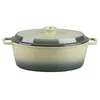 Image de Cocotte en fonte ovale Masseiron Olivine 33cm
