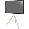 Image de KIMEX - Support sur Pied TV - Design chevalet scandinave - pour écran 45-65 Pouces - Pivotant - Trepied - VESA Max 600x400 mm - Couleur Blanc/Hêtre - 030-4064