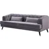 Image de Canapé fixe en velours "Gloria" - 216 x 86 x 76 cm - 3 places - Gris