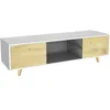 Image de Meuble TV LED "Inna" - 140 x 42 x 45 cm - Blanc/Chêne