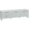 Image de Meuble TV 164 cm 2 Portes Soft Close 2 tiroirs décor Gris Clair Mat et poignées métal Noir   Minimaliste et Moderne   Astoria