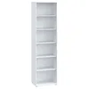 Image de Meubletmoi Bibliothèque/Étagère H. 198 x L. 54 cm Décor Blanc avec 5 Étagères et 4 à Hauteur Réglable - Design Sobre et Moderne - Maria