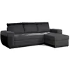 Image de Best Mobilier - Canapé d'Angle Convertible Milan en Tissu Et Simili - Canapé Lit - Sofa Noir/Gris 4 Places - Salon