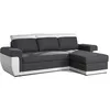 Image de Best Mobilier - Canapé d'Angle Convertible Milan en Tissu Et Simili - Canapé Lit - Sofa Blanc/Gris 4 Places - Salon