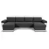 Image de Best Mobilier - Canapé Panoramique en U Milan en Tissu Et Simili - Grand Sofa XXL Blanc/Gris 7 Places - Salon