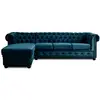 Image de Lisa Design - Canapé Chesterfield d'Angle Gauche - William en Velours - Sofa Bleu Canard 4 Places - Salon Chesterfield