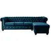 Image de Lisa Design - Canapé Chesterfield d'Angle Droit - William en Velours - Sofa Bleu Canard 4 Places - Salon Chesterfield