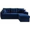 Image de Best Mobilier - Canapé d'Angle Convertible avec Coffre Réversible Astoria en Velours - Canapé Lit - Sofa Bleu Marine 4 Places - Angle Droit - ou Gauche - Salon