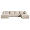 Image de Lisa Design - Canapé Panoramique en U Stella en Velours Côtelé - Grand Sofa XXL Beige 7 Places - Salon