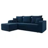 Image de Best Mobilier - Canapé d'Angle Convertible Réversible Harvey en Velours - Canapé Lit - Sofa Bleu Marine 4 Places - Angle Droit - ou Gauche - Salon