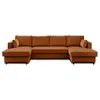 Image de Lisa Design - Canapé Panoramique en U Convertible avec Coffre Anna en Velours - Canapé Lit - Grand Sofa XXL Terracotta 7 Places - Salon