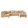 Image de Lisa Design - Canapé d'Angle Convertible - Angle Gauche - Rune en Velours Côtelé - Canapé Lit - Sofa Beige 7 Places - Salon
