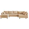 Image de Lisa Design - Canapé d'Angle Droit - Rune en Velours Côtelé - Sofa Beige 7 Places - Salon
