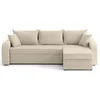 Image de Best Mobilier - Canapé d'Angle Convertible avec Coffre Réversible Valos en Velours Côtelé - Canapé Lit - Sofa Beige 4 Places - Angle Droit - ou Gauche - Salon