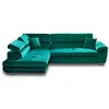 Image de Best Mobilier - Canapé d'Angle Convertible avec Coffre - Angle Gauche - Dimas en Velours - Canapé Lit - Sofa Vert 5 Places - Têtières Réglables - Salon