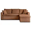Image de Best Mobilier - Canapé d'Angle Convertible avec Coffre Réversible Cyrus en Velours Côtelé - Canapé Lit - Sofa Terracotta 4 Places - Angle Droit - ou Gauche - Salon