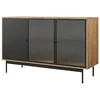 Image de Best Mobilier - Buffet Bas Lamia Rectangulaire en Bois Noir avec Rangements 3 Portes - Salle à Manger