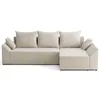 Image de Best Mobilier - Canapé d'Angle Convertible avec Coffre Réversible Mike en Velours Côtelé - Canapé Lit - Sofa Beige 4 Places - Angle Droit - ou Gauche - Salon
