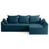 Image de Best Mobilier - Canapé d'Angle Convertible avec Coffre Réversible Mike en Velours Côtelé - Canapé Lit - Sofa Bleu Ardoise 4 Places - Angle Droit - ou Gauche - Salon