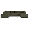 Image de Lisa Design - Canapé Panoramique en U Stella en Velours Côtelé - Grand Sofa XXL Vert 7 Places - Salon
