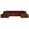 Image de Lisa Design - Canapé Panoramique en U Stella en Velours Côtelé - Grand Sofa XXL Terracotta 7 Places - Salon