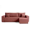 Image de Best Mobilier - Canapé d'Angle Convertible avec Coffre Réversible Cezanne en Velours Côtelé - Canapé Lit - Sofa Rose 4 Places - Angle Droit - ou Gauche - Salon