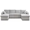 Image de Best Mobilier - Canapé Panoramique en U Convertible avec Coffre Cyrus en Velours Côtelé - Canapé Lit - Grand Sofa XXL Gris Clair 7 Places - Salon