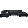Image de Lisa Design - Canapé Panoramique d'Angle Gauche - Vermont en Simili Et Tissu - Grand Sofa XXL Noir 7 Places - Salon
