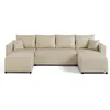 Image de Best Mobilier - Canapé Panoramique en U Convertible avec Coffre Regala en Tissu - Canapé Lit - Grand Sofa XXL Beige 7 Places - Salon