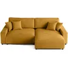 Image de Lisa Design - Canapé d'Angle Convertible avec Coffre Réversible Pivoine en Velours - Canapé Lit - Sofa Jaune 4 Places - Angle Droit - ou Gauche - Salon