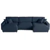 Image de Lisa Design - Canapé Panoramique en U Convertible avec Coffre Pivoine en Velours - Canapé Lit - Grand Sofa XXL Bleu 7 Places - Salon