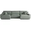 Image de Lisa Design - Canapé Panoramique en U Convertible avec Coffre Pivoine en Velours - Canapé Lit - Grand Sofa XXL Vert 7 Places - Salon