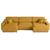 Image de Lisa Design - Canapé Panoramique en U Convertible avec Coffre Pivoine en Velours - Canapé Lit - Grand Sofa XXL Jaune 7 Places - Salon