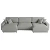 Image de Lisa Design - Canapé Panoramique en U Convertible avec Coffre Pivoine en Velours - Canapé Lit - Grand Sofa XXL Gris 7 Places - Salon