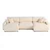 Image de Lisa Design - Canapé Panoramique en U Convertible avec Coffre Pivoine en Velours - Canapé Lit - Grand Sofa XXL Beige 7 Places - Salon