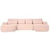 Image de Best Mobilier - Canapé Panoramique en U Convertible avec Coffre Mahina en Tissu Bouclette - Canapé Lit - Grand Sofa XXL Rose 7 Places - Salon