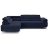 Image de Lisa Design - Zaria - canapé d'angle gauche 5 places convertible avec coffre et têtières en velours côtelé grosses côtes, Bleu
