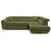 Image de Best Mobilier - Baoji - Canapé d'angle droit 5 places convertible avec têtières et coffre en velours côtelé, Vert