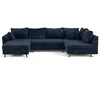 Image de Lisa Design - Rune - canapé panoramique d'angle droit 7 places en velours texturé, Bleu