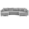 Image de Lisa Design - Rune - canapé panoramique d'angle droit 7 places en velours texturé, Gris