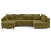 Image de Lisa Design - Rune - canapé panoramique d'angle droit 7 places en velours texturé, Vert Olive