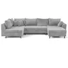 Image de Lisa Design - Rune - canapé panoramique d'angle gauche 7 places en velours texturé, Gris