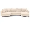 Image de Lisa Design - Rune - canapé panoramique d'angle gauche 7 places en velours texturé, Beige