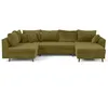 Image de Lisa Design - Rune - canapé panoramique d'angle gauche 7 places en velours texturé, Vert Olive