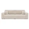 Image de Best Mobilier - Nicole - Canapé droit 4 places convertible avec coffre en tissu, Beige